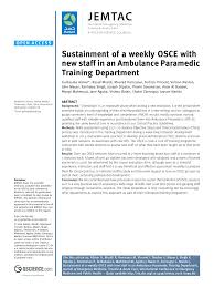 Pdf Sustainment Of A Weekly Osce With New Staff In An Ambulance Paramedic Training Department