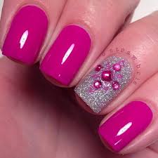 45 Pretty Pink Nail Art Designs For Creative Juice Add some serious sparkle to your fingernails with these vibrant pink nail gems.