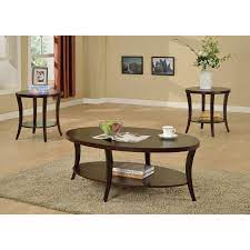 Free delivery & warranty available. Roundhill Perth 3 Piece Espresso Oval Coffee Table With End Tables Set Walmart Com Walmart Com