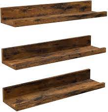 Free store pickup in stock $39.99 quick view 24x24 metal round gold shelf. Amazon Com Vasagle Wall Shelves Set Of 3 Picture Ledge Shelf Wooden Floating Shelves 15 Inch Long For Bedroom Living Room Bathroom Decors Rustic Brown Ulws037x01 Kitchen Dining