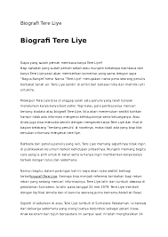 Tere liye muda terkenal tere liye merupakan nama pena seorang penulis tanah air yang produktif dan berbakat. Doc Biografi Tere Liye Gufron Fachri Pratista Yogamahi Academia Edu