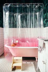 Pink And Clear Plastic Shower Curtain And Pink Clawfoot Tub Sfgirlbybay Pink Shower Curtains Trendy Living Rooms Interior