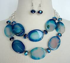 Blue Statement Necklace Large Chunky Agate Beads By Laiseoriginals Large Bead Necklace Jewelry Beautiful Jewelry