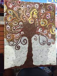 Mosaic Painting Using Tamarind Seeds And Shell Seed Craft Crafty Diy Handwork