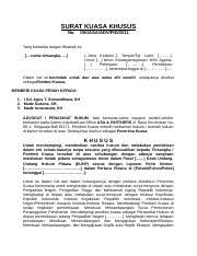 Contoh surat kuasa pendapingan hukuim. 149965219 Surat Kuasa Khusus Pidana Docx Surat Kuasa Khusus No Sk Asa Adv Pid 2011 Yang Bertanda Tangan Dibawah Ini U2026 Nama Tersangka U2026 Jenis Course Hero