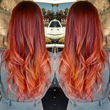 Fiery Red Copper Pink Sunset Hair Burgundy Hair Ombre Hair Color Ombre Hair