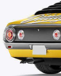 Download Retro Sport Car Mockup Back Half Side View In Free Mockups On Yellow Images Object Mockups PSD Mockup Templates