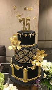 Black And Gold Birthday Cake Designs Black And Gold Elegant Cake Cake By D Sugar Artistry Cake Art With Shabana Black And Gold Birthday Cake 75 Birthday Cake Cool Birthday Cakes