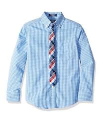 izod blue white gingham button up plaid tie boys zulily