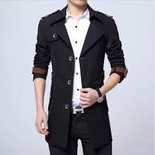 Mens Military Style Trench Coat In Black Trench Coat Style Military Fashion Menswear Trench Coat Men