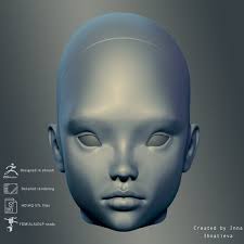 Modello 3D della testa di donna per bambola BJD (file STL)