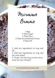 How To Make A Brownie In A Mug Elephant On The Road Microwave Mug Recipes Mug Brownie Recipes Mug Recipes