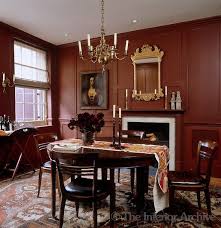 Malcolm James Kutner The Georgian Dining Room Table Has An Ikat Runner By Robert Kime And Is Sur Colonial Dining Room Traditional Dining Rooms Red Dining Room