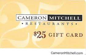 May not be redeemed on day of issuance. Gift Card Cameron Mitchell Restaurants 25 Restaurants United States Of America Cameron Mitchell Col Us R Cameron 002 1602