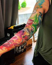 Watercolor Sleeve Done By Chris Toler At Seventh Sin Tattoo In Charlotte Nc Tattoos