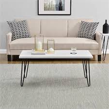 Coffee table with hairpin legs natural honey and gunmetal. Ameriwood Home Owen White Retro Coffee Table With Black Hair Pin Legs Ebay