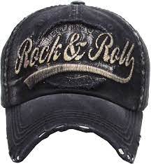 Rock N Roll Vintage Distressed Baseball Cap Dad Hat Adjustable Mens Accessories Fashion Vintage Cap Stylish Hats