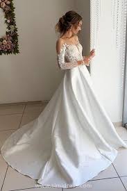 Casual dresses, cocktail & party, wedding guest Beautiful Satin Long Sleeves Ball Gown Open Back Wedding Dresses With Appliques Sw314 Wedding Dresses Wedding Dress Long Sleeve Wedding Dresses Satin
