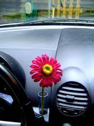 Vw New Beetle Red Silk Daisy Flower Vw Oem Clear Vase Ebay