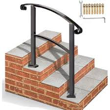 Exterior iron railings for stairs, steps, balconies and porches. Flyskip Flyskip Handrails For Outdoor Steps Height Adjustable 3 Step Handrail Kit Fits 1 Or 3 Steps Wrought Iron Handrail Stair Rai