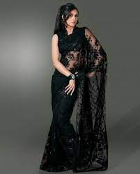 If I Ever Wear A Sari Needs To Be Black Net Black Net Saree Wedding Dress Fabrics Indian Outfits