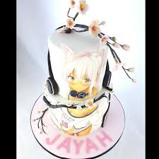 Bbkakes Cakestwo Tier Anime Theme Cake By Bbkakes Anime 18thbirthday Cake Birthdaycake Cherryblossom Cherryblossom Themed Cakes London Cake Tiered Cakes