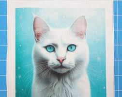 Siamese Kitten Fabric Panel: Floral Quilt Block