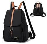 Mochila Dama Oxford De Mujer Impermeable Negra Urbana