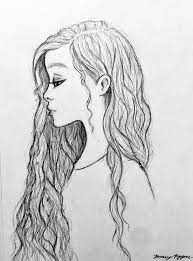 Girl With Long Hair Sketch Long Hair Drawing Drawings Hard Drawings