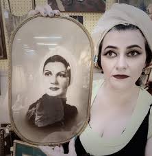 Vintage turban and portrait found at different booths