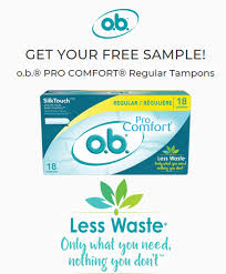 Free tampon samples by mail. Canadian Free Samples Get A Free Sample Of O B Pro Comfort Tampons Canadian Freebies Coupons Deals Bargains Flyers Contests Canada