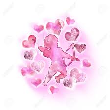 Aquarell Zeichnung Von Amor Liebe Engel Mit Flugeln In Den Himmel Heilig Valentinstag Grusskartenentwurf Nette Amour Silhouette Mit Pfeil Und Bogen Eros Gott Der Liebe Hand Gezeichnet Malerei Text Hinzufugen Lizenzfreie Fotos Bilder Und Stock