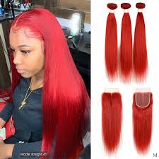 The temperature of water you use to wash hair can play a huge role in how long your red hair dye will last. I Envy Red Straight Human Hair Bundles With Closure Pre Colored Bright Red Brazilian Hair Weave Bundles With Closure Long Remy 3 4 Bundles With Closure Aliexpress