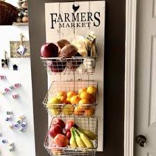 Fruit themed decor, painting on kitchen hood. Farmers Market Rustic Produce Wall Hang Fruit Vegetable Etsy In 2021 Fruit And Vegetable Storage Diy Kitchen Storage Kitchen Decor Themes