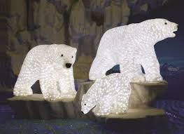 Acrylic Polar Bear Family With 5mm Lights Lit Internally Polar Bear Christmas Bear Statue Led Christmas Lights