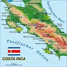 Karte von costa rica mit der hauptstadt san josé. Karte Von Costa Rica Land Staat Welt Atlas De