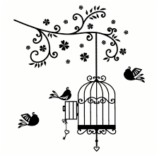 Bird Cage Wall Sticker Wall Art Quotes Birdcage Drawing Bird Drawings