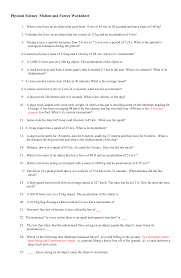 Newton's 3rd law of motion states: Physical Science Motion And Forces Worksheet