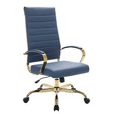 Marcel navy blue velvet and gold dining chair (set of 2) $346.50. Leisuremod Benmar High Back Leather Office Chair With Gold Frame In Navy Blue Botg19bul
