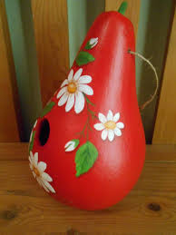 Birdhouse Gourds For Sale Near Me Hand Painted Red With Daisy Gourd Birdhouse Etsy In 2020 Gourds Birdhouse Hand Painted Gourds Hand Painted Birdhouses