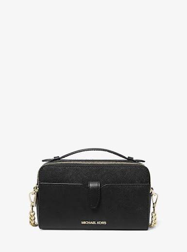 Jet Set Medium Saffiano Leather Smartphone Double-Zip Crossbody Bag in  BLACK - Sale | Michael Kors [US]