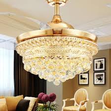 Small ceiling fans with lights. 42 Folded Ceiling Fan With Crystal Chandelier My Aashis