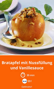 Bratapfel Mit Nussfullung Und Vanillesauce Rezept Vanillesauce Gebratene Apfel Susse Sauce