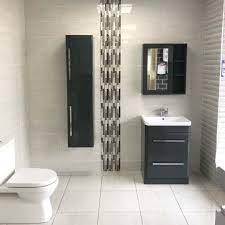The vanity and chair are custom designs. Dahino White Wall Tile Right Price Tiles