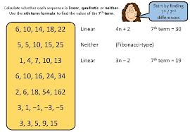 The n th term has an n2 in it. Sequences Linear Quadratic Demonstration This Resource Provides Animated