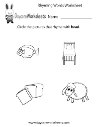 free preschool rhyming practice worksheet