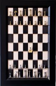 Modern Brass Chess Pieces On Straight Up Chess Vertical Chess Board Chess Board Game Room Decor Chess