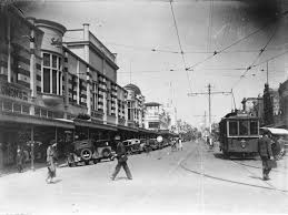 Black And White Negative Of Moorabool Street Viewed From Malop Street Geelong Circa 1935 The Streetscape Geelong Vintage Architecture Australian Continent