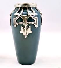 Antique Art Nouveau Pewter On Ceramic Porcelain Vase Antique Art Art Nouveau Art Nouveau Antiques
