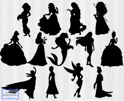 Disney Princess Silhouette Digital Download Disney Princess Svg And Clipart Bundle Disney Princess Silhouette Princess Silhouette Disney Silhouettes